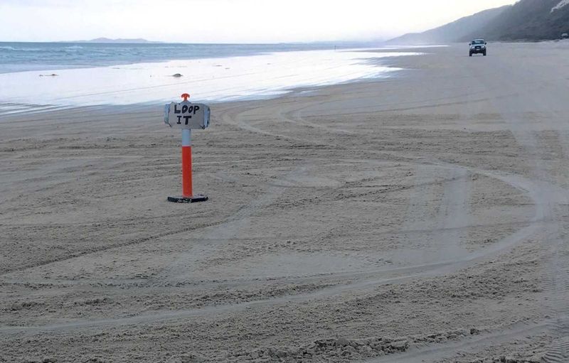 Police Beat - hoon activity carved into the sand for all to see