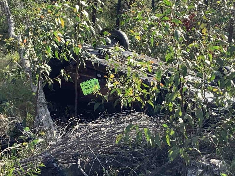 Police Beat - crashed vehicle at Roy Weber Plains on Rainbow Beach Road
