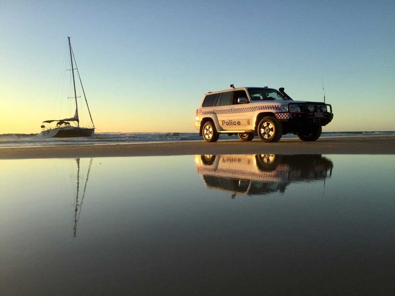 Sometimes policing is a 'tough gig' - like guarding over a stolen yacht while the sun sets…