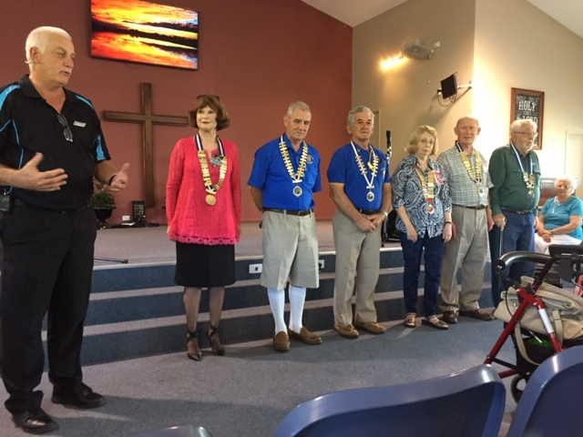 Probus attended the Ecumenical Service in Gympie with the Reverend Gary McClintock (left), the Probus Presidents with their C