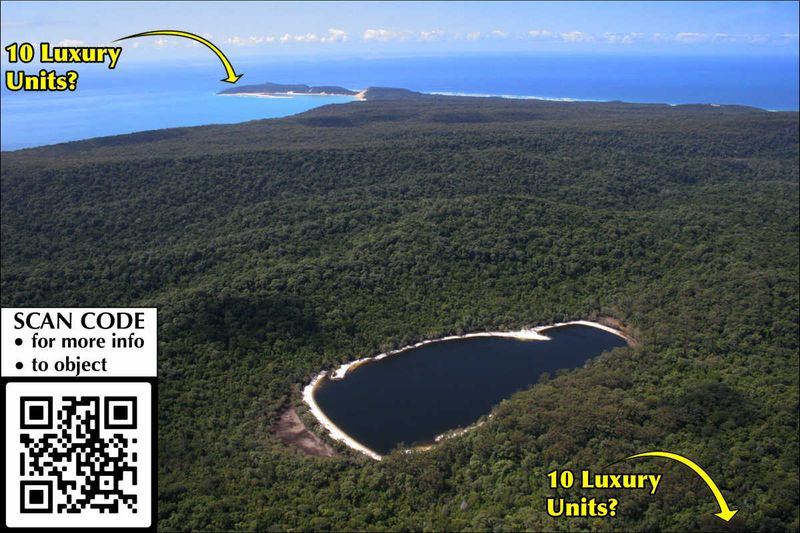 Protect Our Parks- Aerial view across Poona Lake to Double Island Point