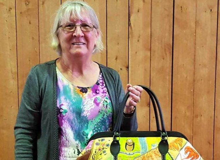 June Fraser made an overnight bag made with small pieces of fabric in a design called ‘crazy patch’ with machine embroidery