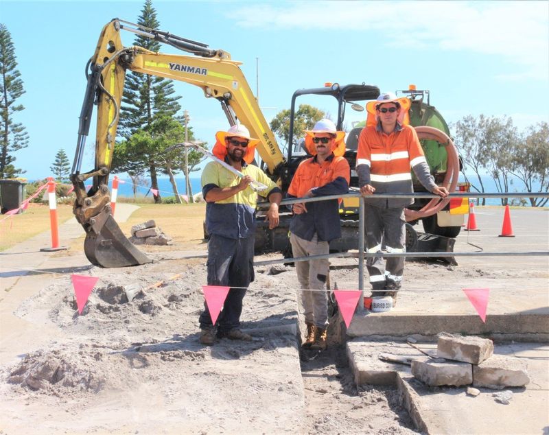 The undergrounding of power along the main street of Rainbow Beach is running to schedule