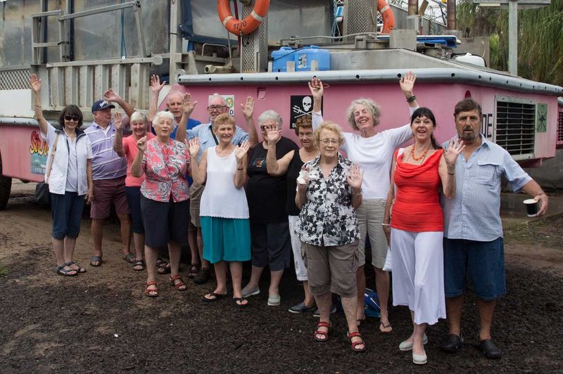 Over 60s waiting to board the Larc