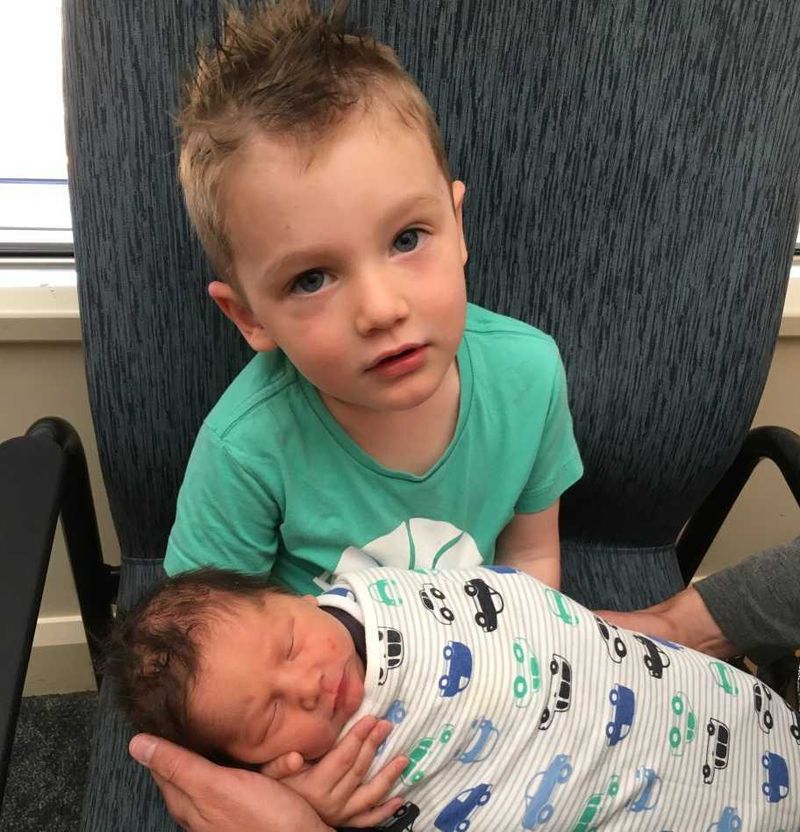 Big brother Hudson was delighted with baby Tanner