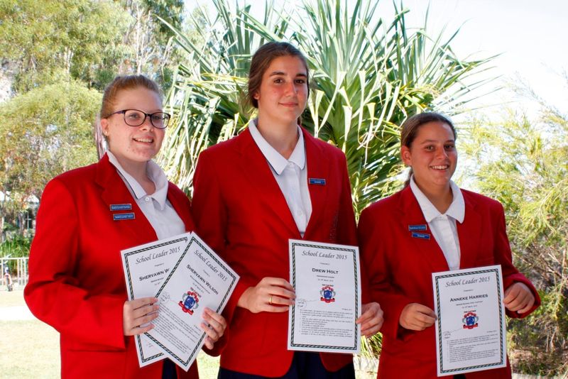 Senior Captain Shervawn Wilson, Indigenous Leader Drew Holt and Senior Vice-Captain, Anneke Harries