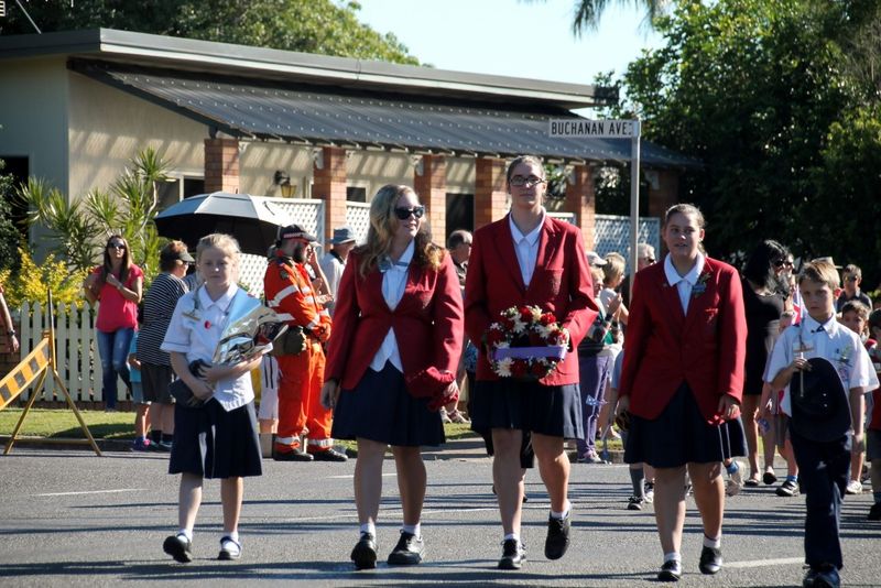 Tin Can Bay School May 2015 - Captains L-R Nadine Dennison, Anneke Harries, Drew Holt, Shervawn Wilson, Lachlan Jensen