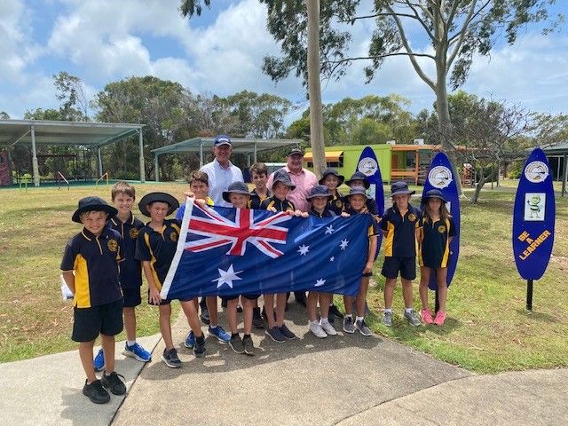 Rainbow Beach State School - Flags and Graduation certificates from Mr Llew O'Brien