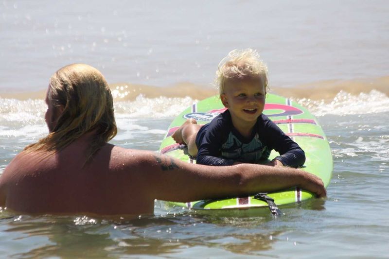 At boardriders, they start them young, Kasey-Cruise Findlater has fun