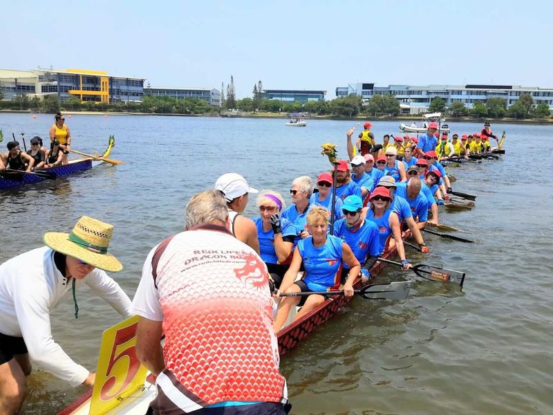 Boat loaded and ready to paddle to start line