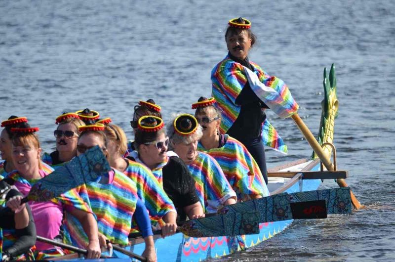 Dragons Abreast Gold Coast Team got right into the fancy dress spirit, complete with fake moustaches