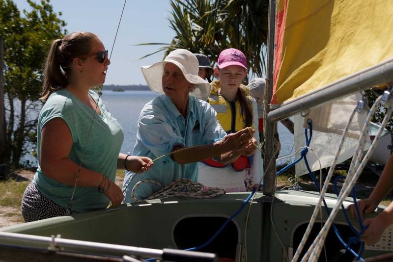 Jo instructs rigging a vagabond Image Julie Hartwig