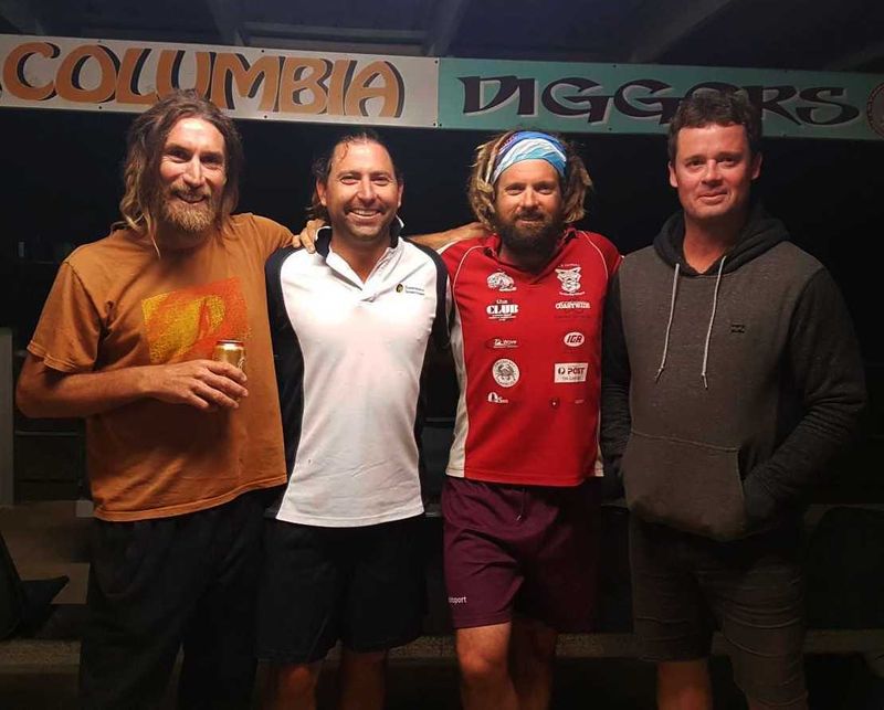 Jake Parton, Tony Arthur, Dave Arthur and Darren Cross have been playing soccer together and against each other for over 30 y