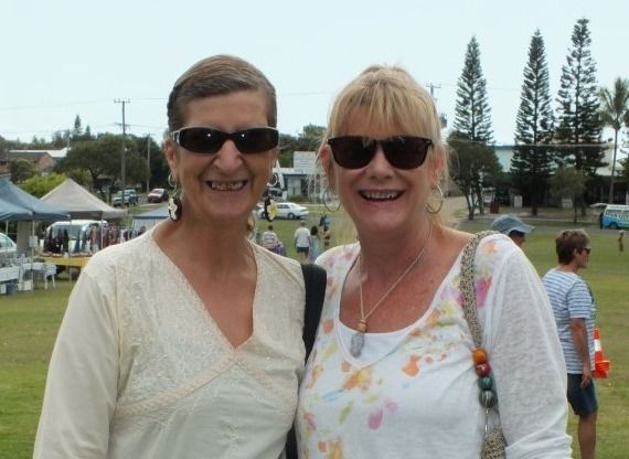 Jeanette Cowley and Sue Nicholls strolled through the market stalls