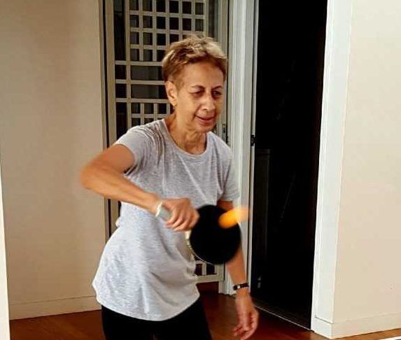 Jan Kemp returns serve at the Community Centre Table Tennis morning