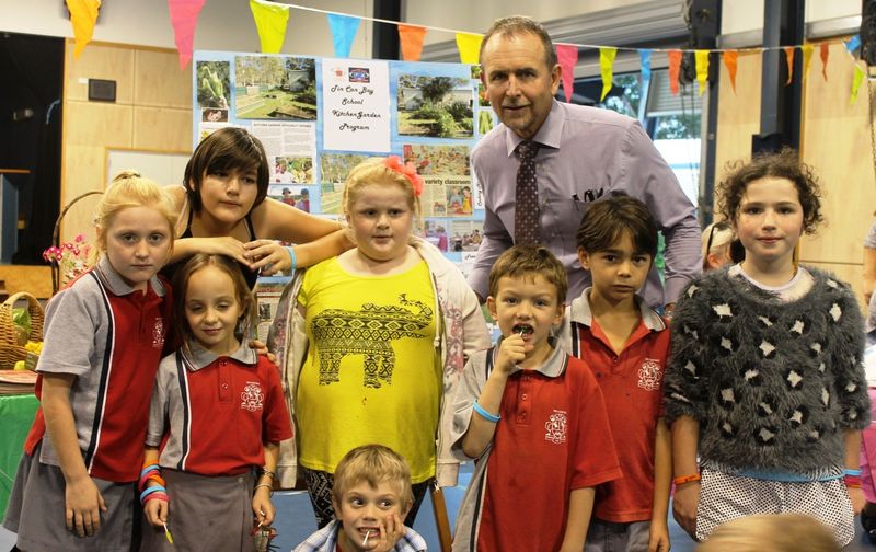 Principal John Jose and students