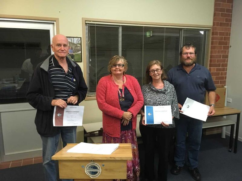 Toastmasters Paul Deller, Marie Parker, Linda Fewtrell and Patrick McFarlane practice their skills