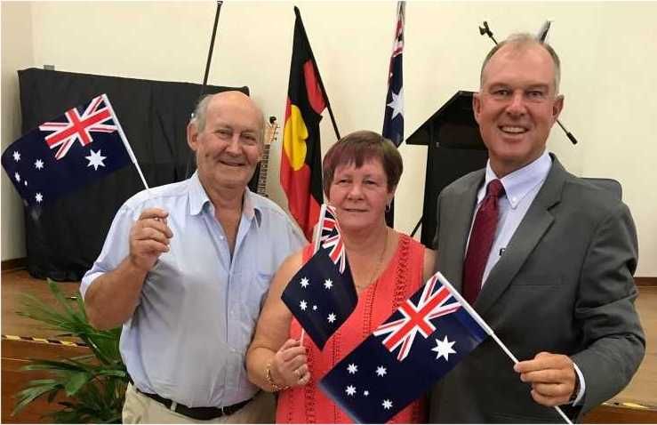 Tony Stewart, 2018 Citizen of the Year with 2017 recipient Marlene Owen and MP Tony Perrett Image courtesy Tony Perrett