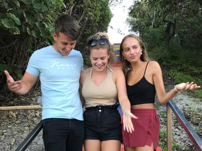 UK travellers, Elliot Pitt, Lauren Witherspoon and Hannah Earle visited the rainbow steps and want to know where are the word