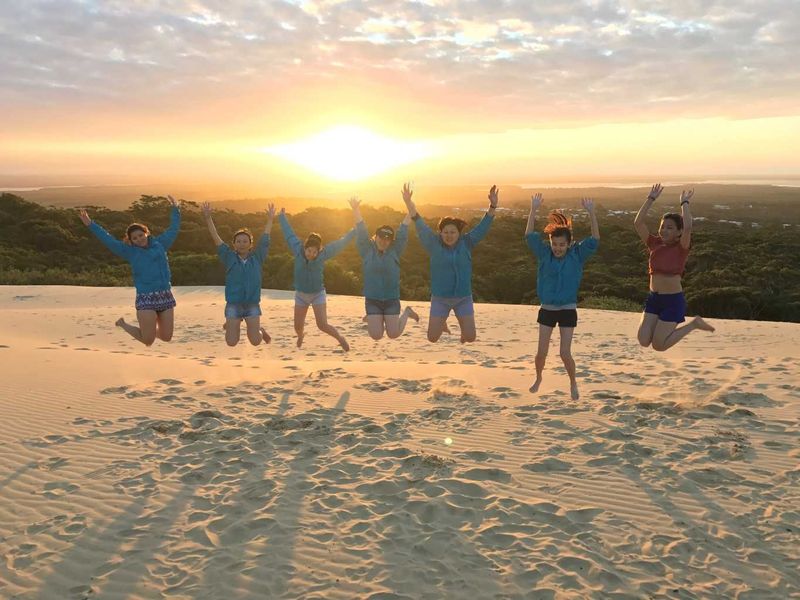 Singapore delegates do the mandatory sunset star jumps