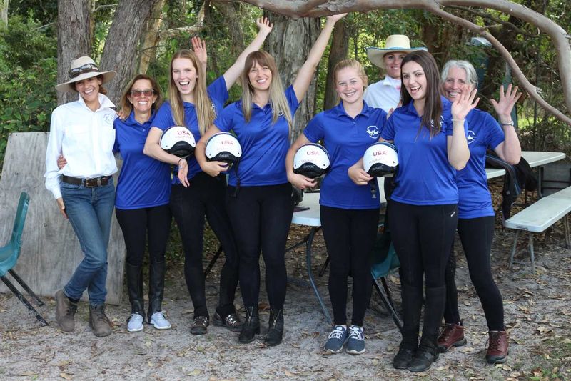 L to R Lisa Schneider, Madison MacPhail, Kimmy Cates, Shelby Moucha, Solstice Pecile and Connie Caudill with staff Charlie an