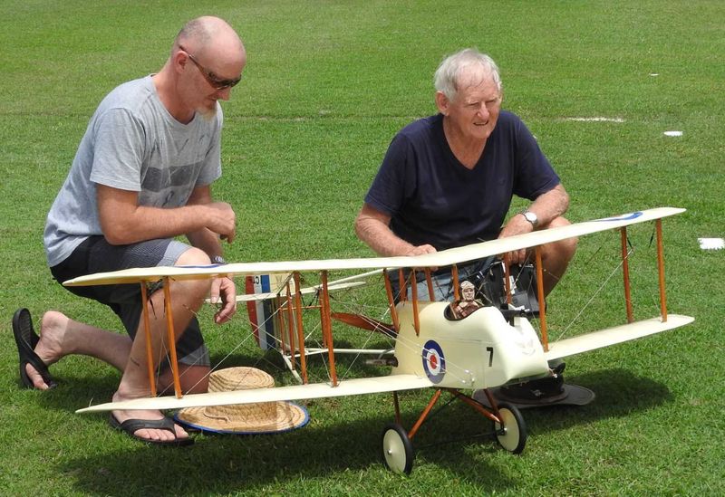 Local modellers Neil &amp; Marty with a DH2 from WW1