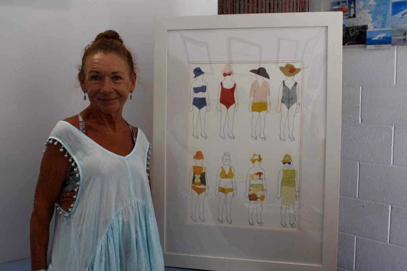 Yvonne Connelly with ‘The Walking Lady’, the highly prized piece found a home at Rainbow Getaway Holiday Apartments