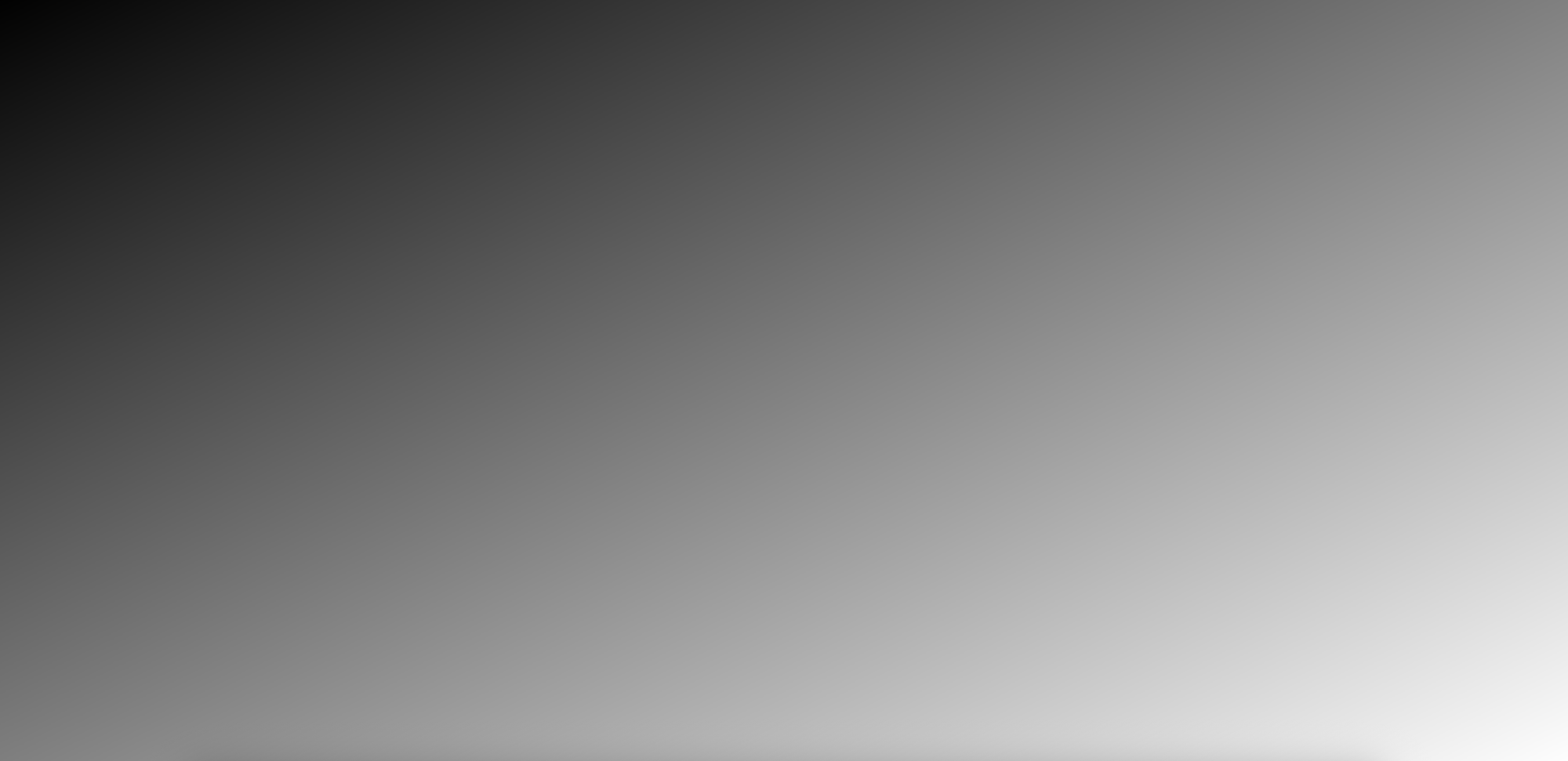 Grayscale diagonal gradient image generated with a basic fragment shader, transitioning from black in the top-left to white in the bottom-right—used as the foundational background in the metaball shader tutorial.
