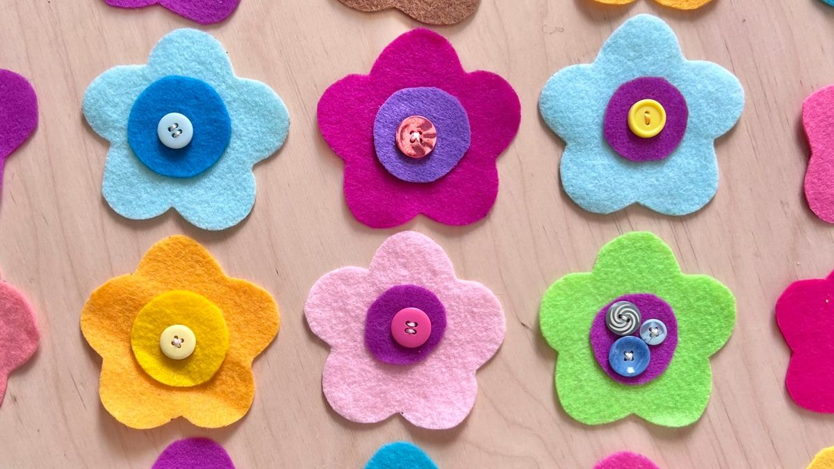 Button flower beginning sewing project