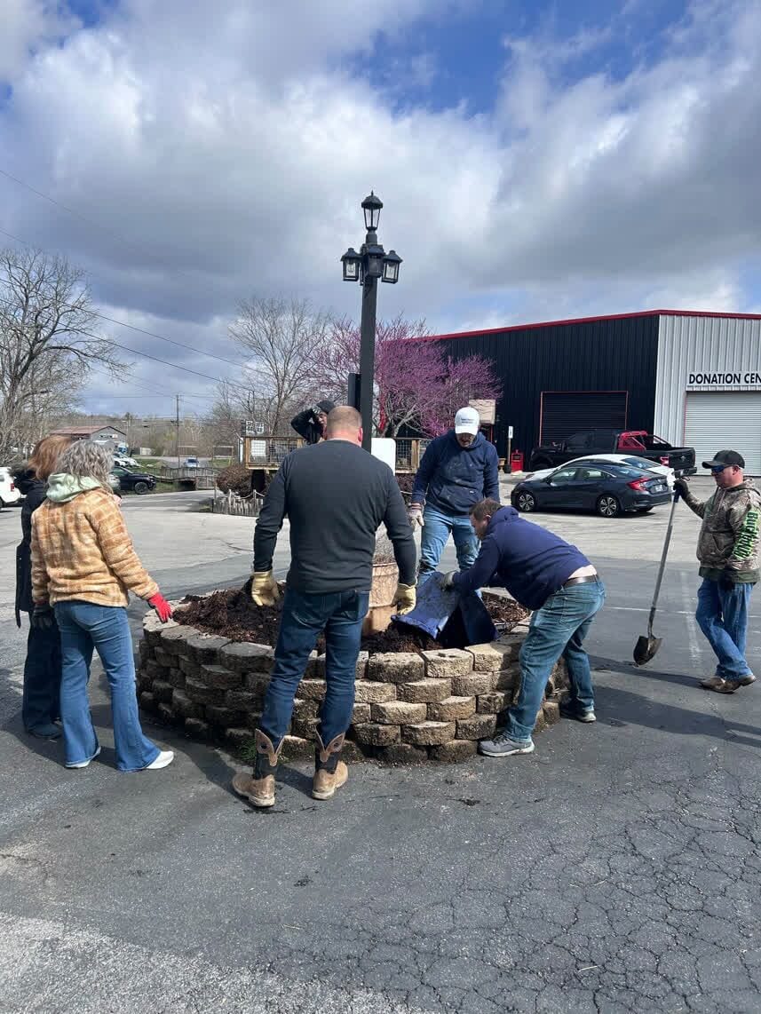 Volunteers at the LIVE-IT donation center entrance