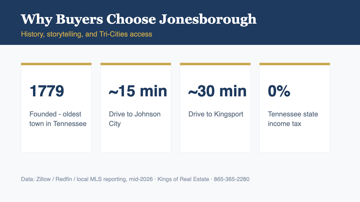 Why buyers choose Jonesborough TN - history, drive times, taxes