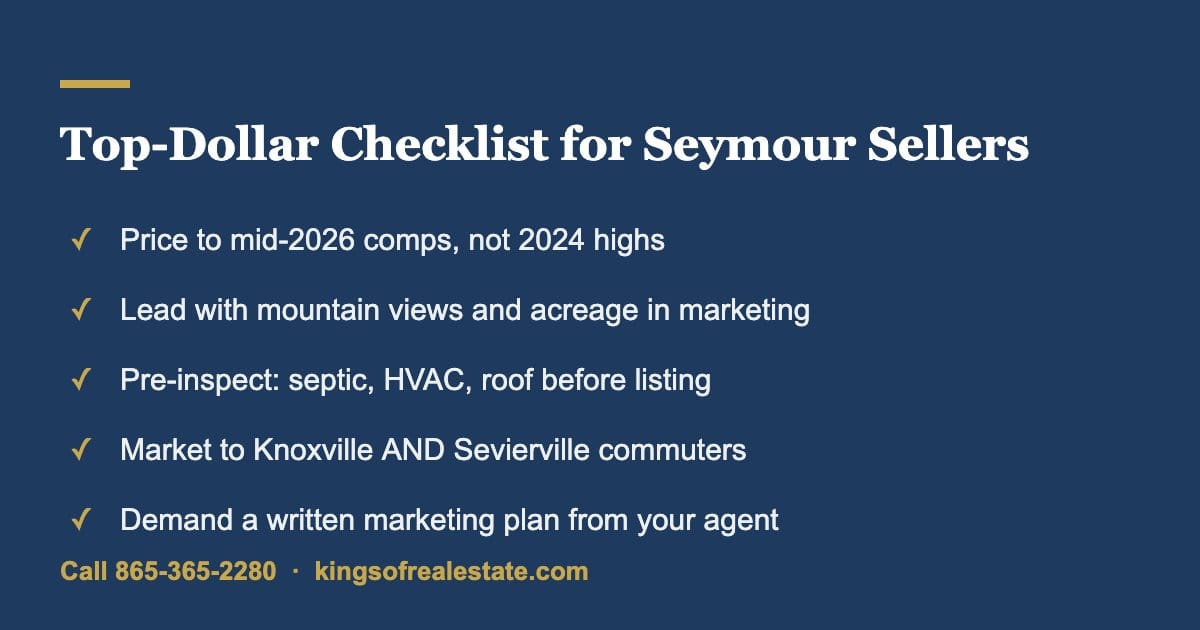 Top-dollar checklist for Seymour TN home sellers in 2026