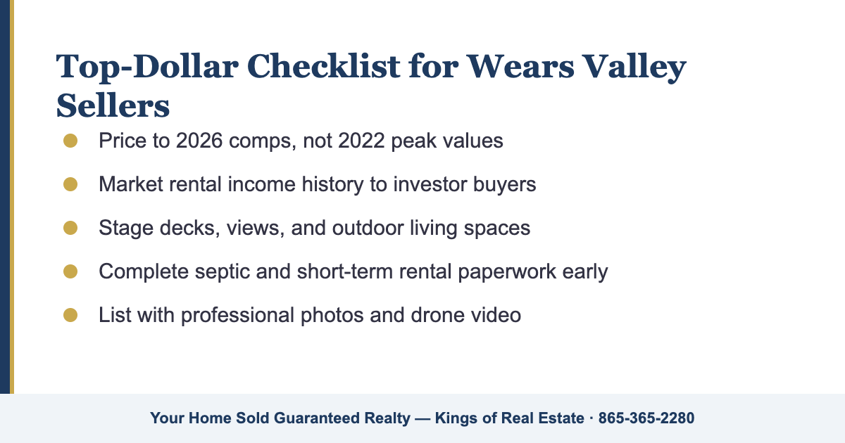 Top dollar checklist for Wears Valley TN home sellers in 2026
