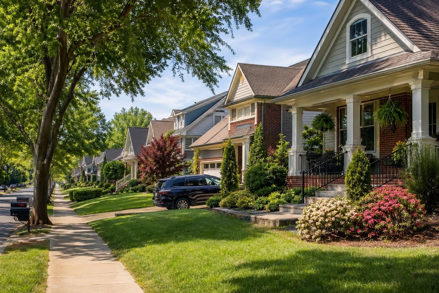 Hendersonville Tennessee neighborhood streetscape with attractive homes and strong curb appeal