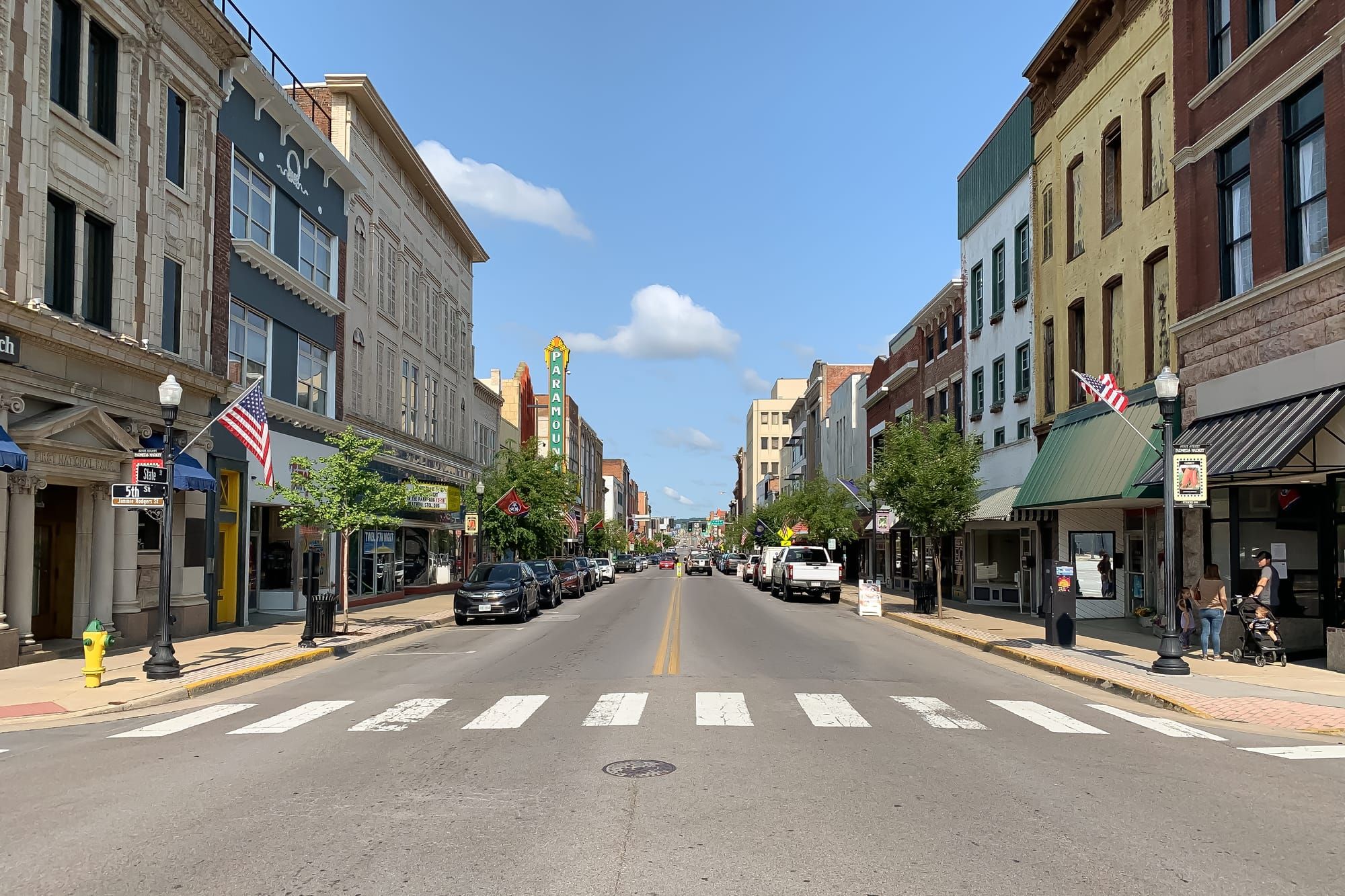 State Street in Bristol, Tennessee, the famous street that marks the Tennessee-Virginia state line running through the heart of the twin cities