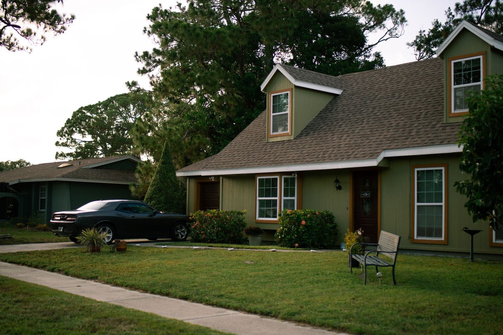 Photoreal Hixson suburban home with autumn light, no people, logos, or text