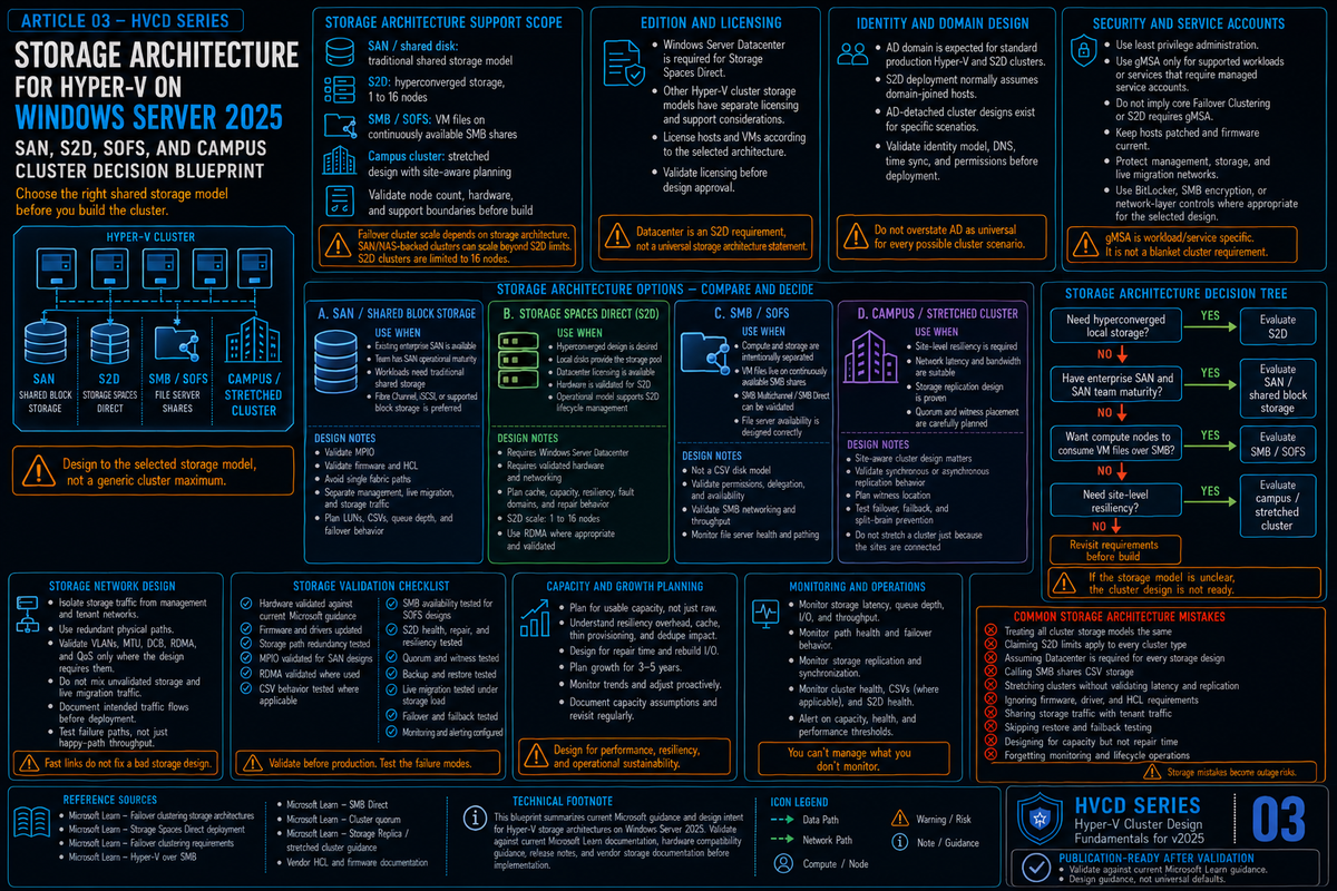 Storage Architecture for Hyper-V on Windows Server 2025: SAN, S2D, SOFS, and Campus Cluster