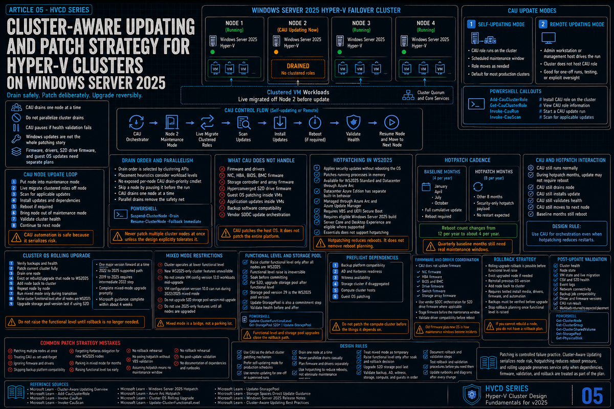 Cluster Aware Updating and Patch Strategy for Hyper-V on Windows Server 2025
