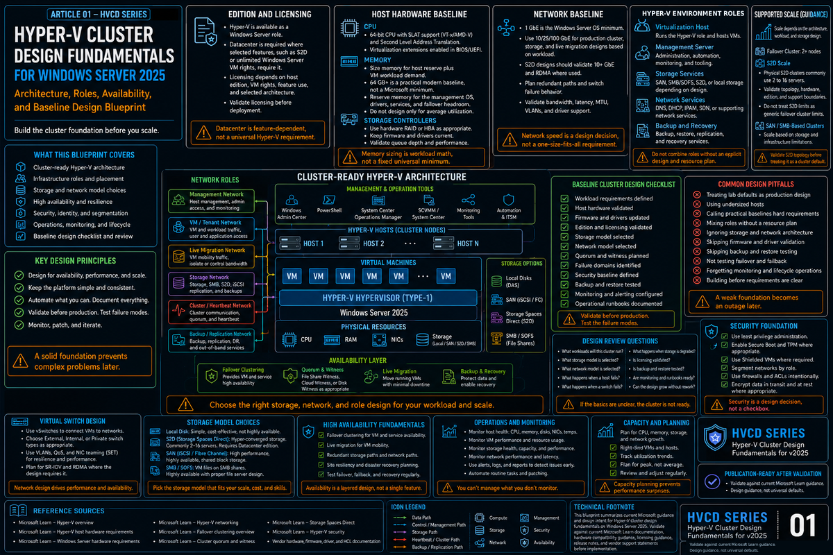 Hyper-V Cluster Design Fundamentals for v2025: CSVs, Quorum, Fault Domains, and the Sizing Decisions That Bite Later