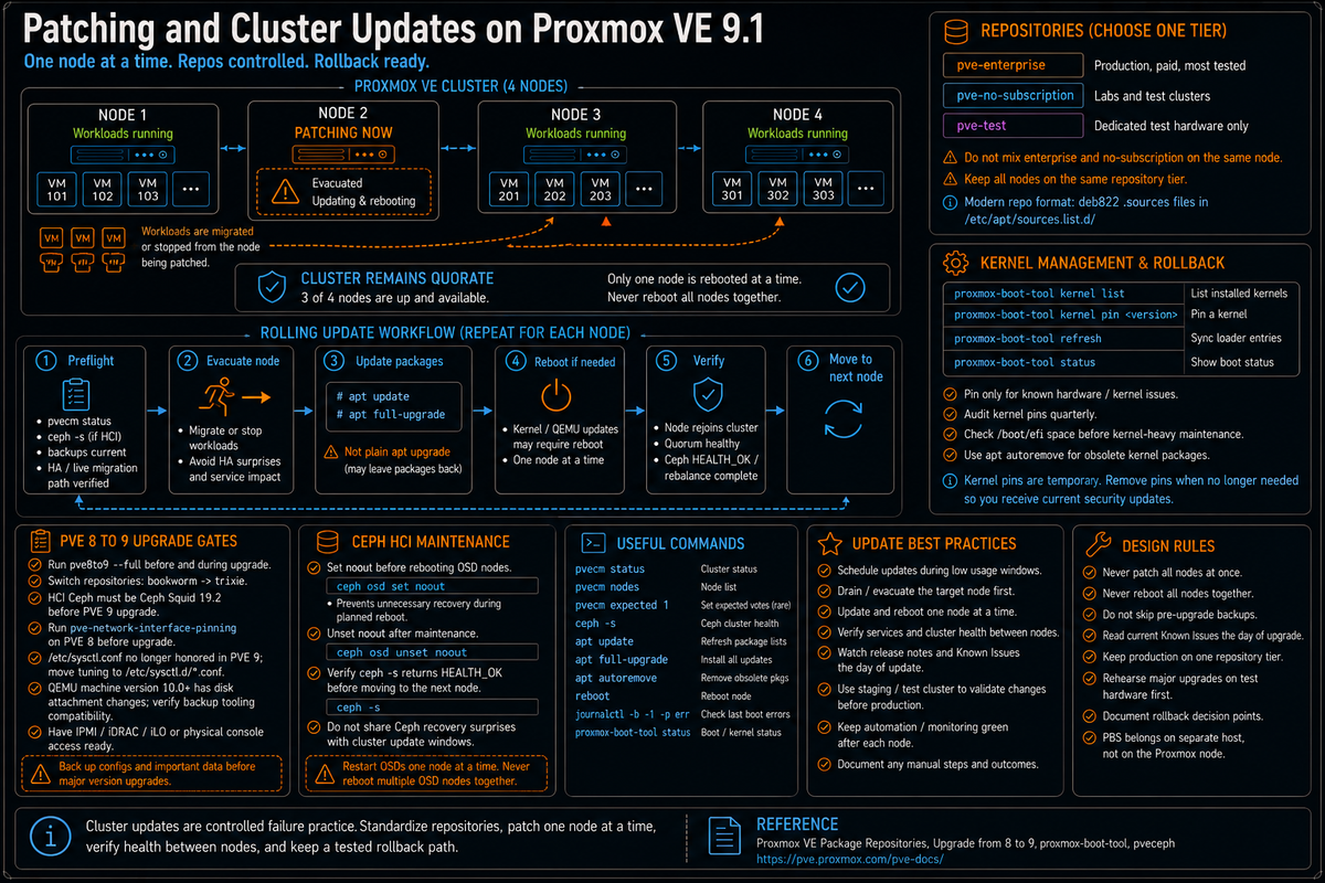 Patching and Cluster Updates on Proxmox VE 9.1