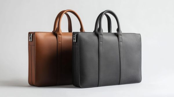 Illustration of disguised labor representing hidden UBI. Two briefcases, one brown, one black.