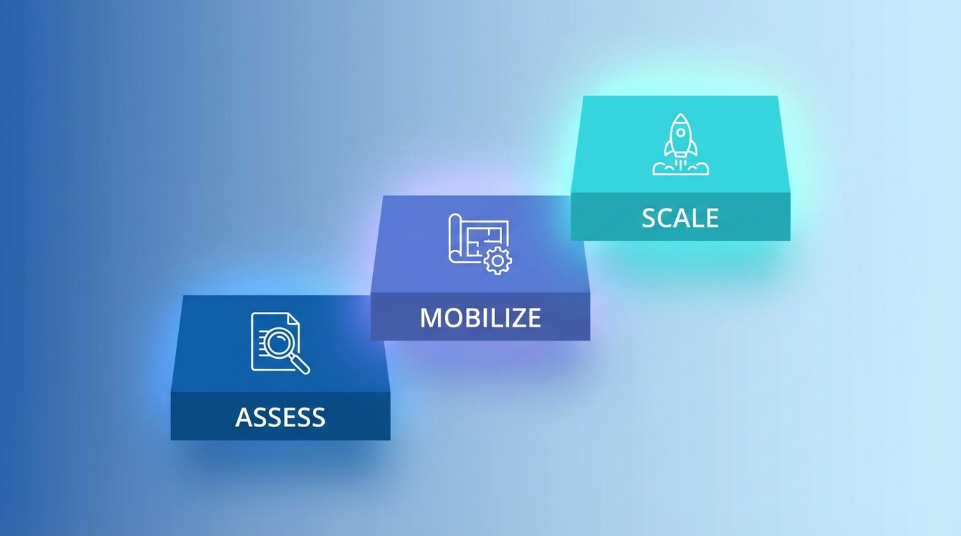 Three-phase AI adoption framework: Assess, Mobilize, Scale