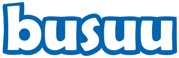 The busuu logo - white letters outlined in blue