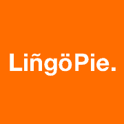 LingoPie logo of white letters on an orange background