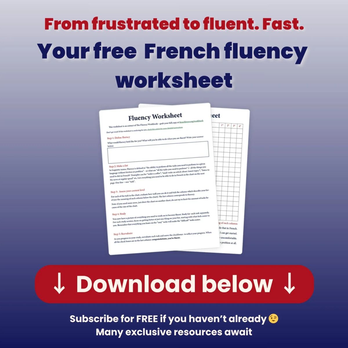 French Fluency Worksheet