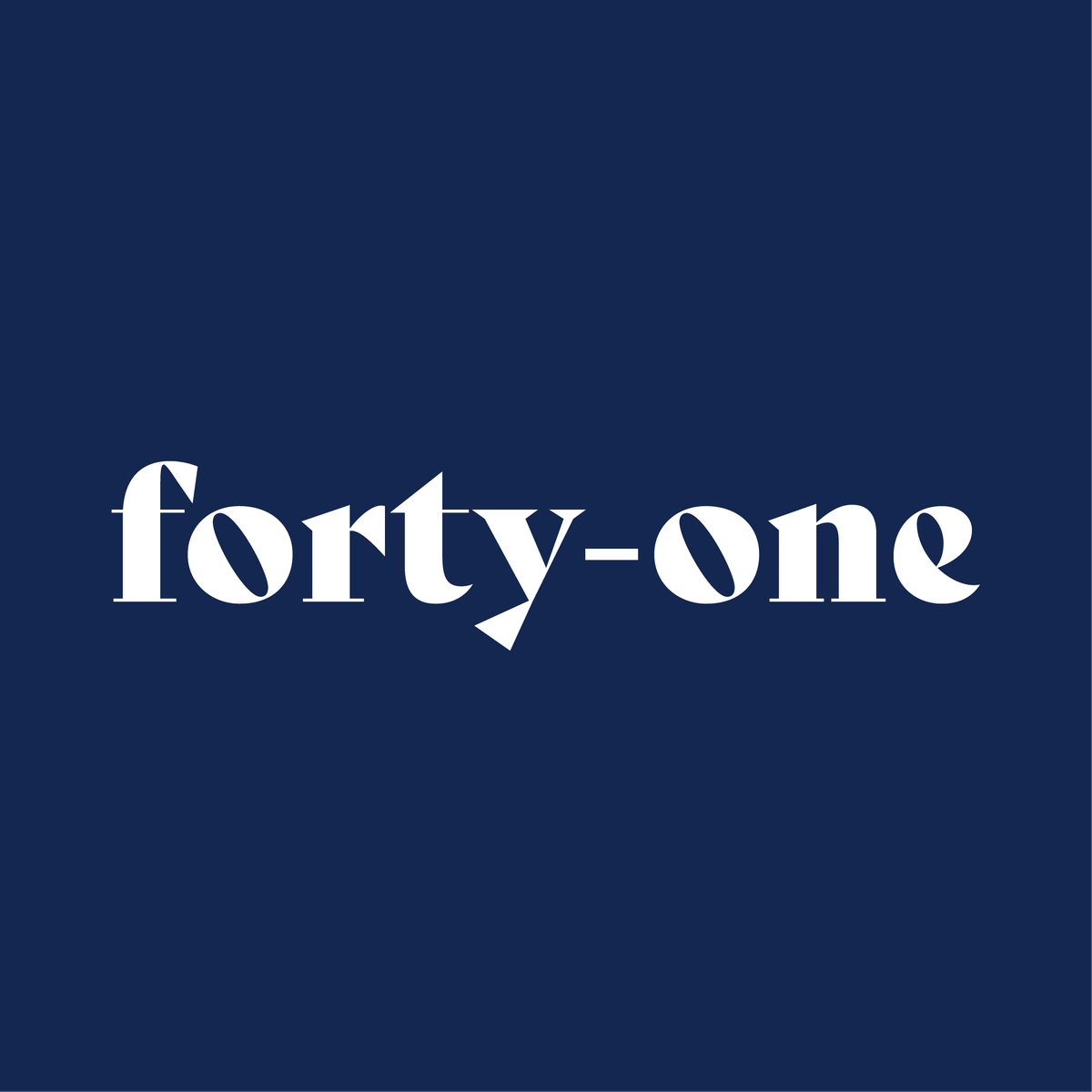 Forty-One magazine logo over navy blue background