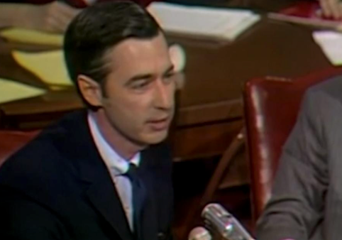 Mr. Rogers testifying before Congress about PBS funding