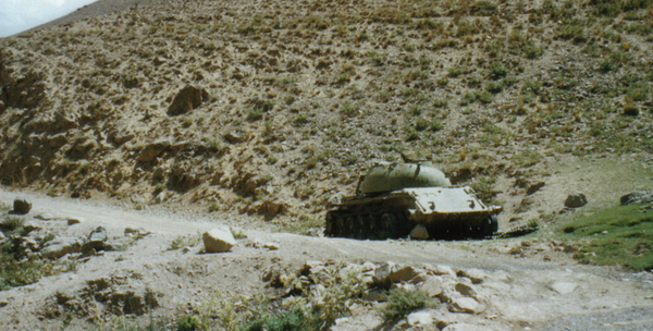 abandoned tank in Afghanistan, 2002