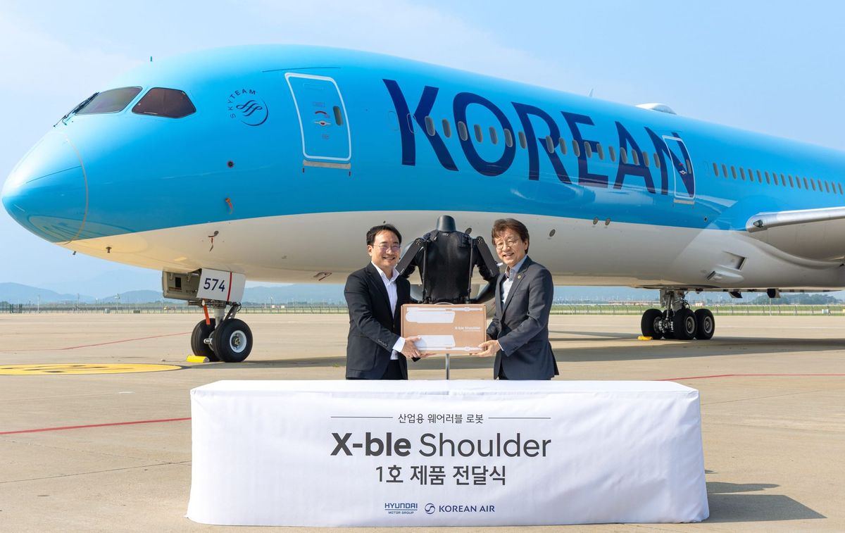 Hyundai and Kia Begin X-ble Shoulder Wearable Robot Deliveries with Korean Air