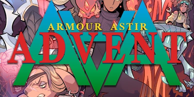 Armour Astir: Logo over cover art.